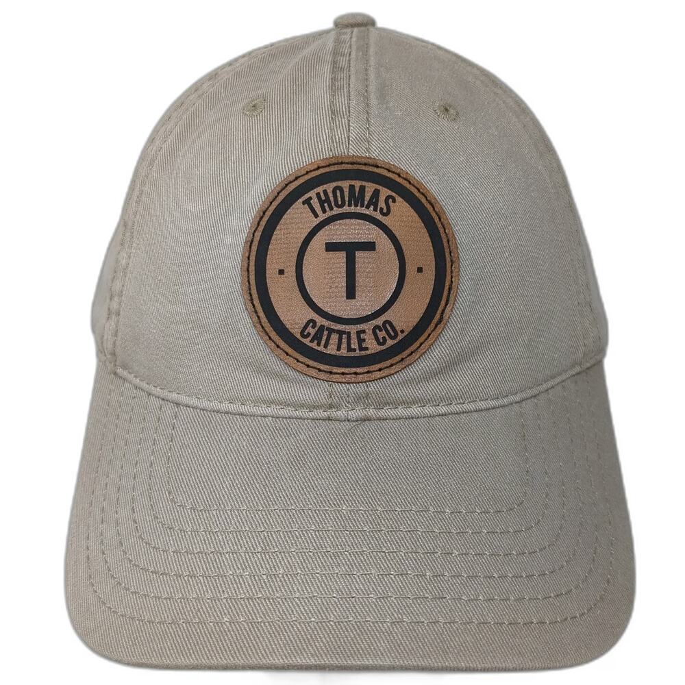 OTTO Baseball Cap Beige One Size Leather Patch Thomas Cattle Co Slideback Hat